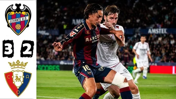 Levante vs Osasuna 3-2: Jeremy Toljan phản lưới nhà, Ante Budimir lập công, Sergio Herrera nhận thẻ đỏ, Victor Garcia, Etta Eyong chớp thời cơ ngược dòng