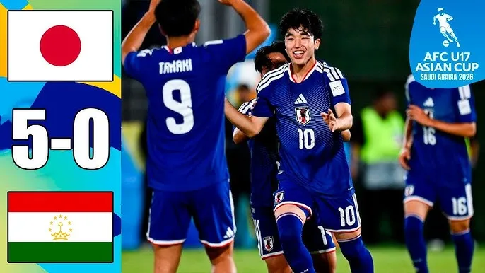 U17 Nhật Bản vs U17 Tajikistan 5-0: Kitahara, Saito, Satomi chốt hạ vé bán kết, chờ gặp U17 Uzbekistan hoặc U17 Hàn Quốc