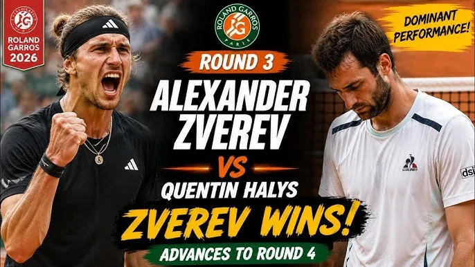 Alexander Zverev vs Quentin Halys 6-4, 6-3, 5-7, 6-2: Hạ Halys, Zverev tái đấu tay vợt Hà Lan Jesper De Jong ở vòng 4 Roland Garros 2026