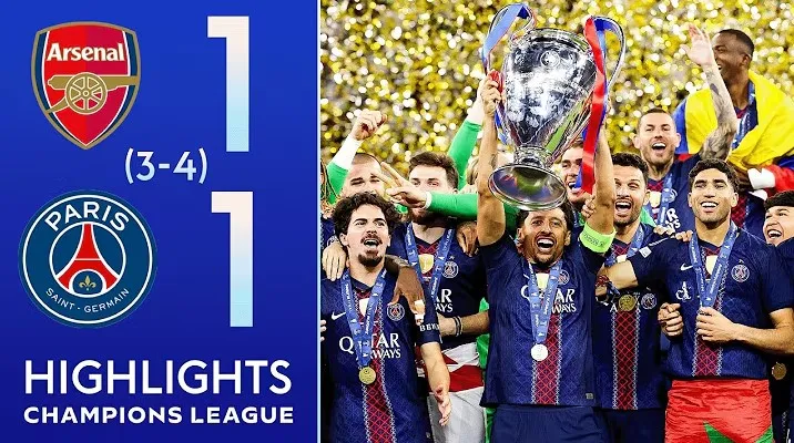 PSG vs Arsenal 1-1 (pen 4-3): Havertz sớm mở bàn, Dembele gỡ hòa, Eze và Gabriel đá ra ngoài, PSG vô địch Champions League lần thứ 2 liên tiếp