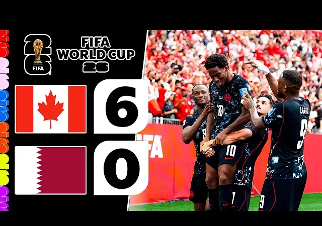 Canada vs Qatar 6-0: Cyle Larin khai bàn, Jonathan David xuât thần cú hattrick, Saliba lập công, Al Mannai phản lưới nhà, Canada tạm dẫn đầu bảng B