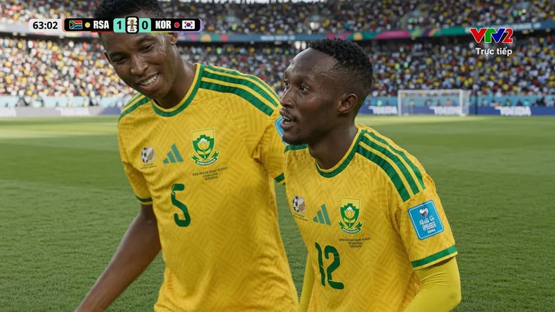 Maseko sút tung nóc thủ môn Seung-Gyu Kim, giúp Nam Phi tạm dẫn 1-0