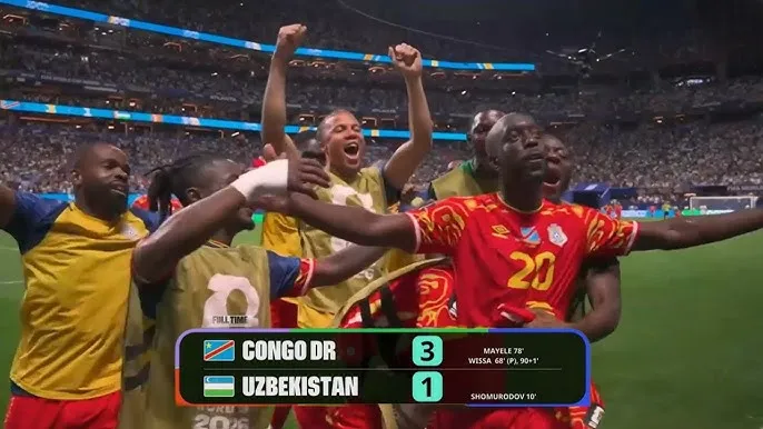 CHDC Congo vs Uzbekistan 3-1: Wissa, Mayele tỏa sáng, CHDC Congo đứng đầu đội thứ 3 có thành tích xuất sắc nhất, giành vé vòng 1/16 World Cup