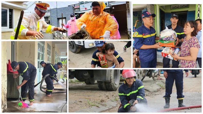 Những hình ảnh đẹp của Công an TPHCM khi về với người dân vùng mưa lũ