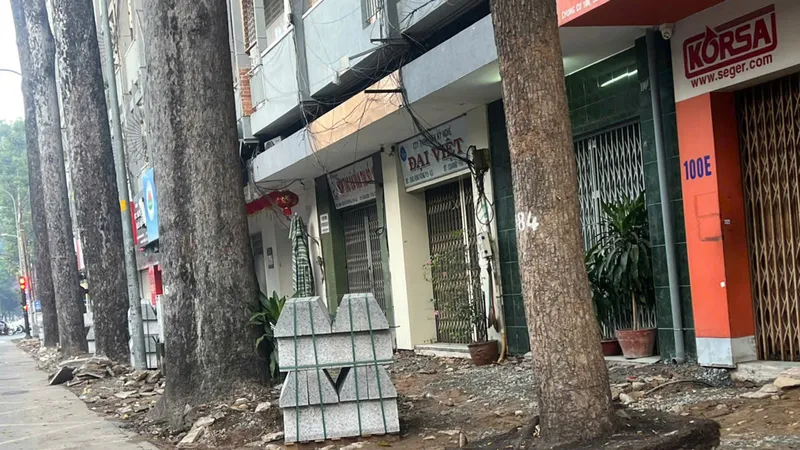 Thi công vỉa hè thiếu kiểm soát: Hàng loạt cây xanh bị xâm hại, nguy cơ ngã đổ
