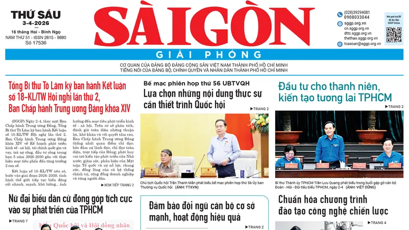 Báo Sài Gòn Giải Phóng ngày 3/4/2026