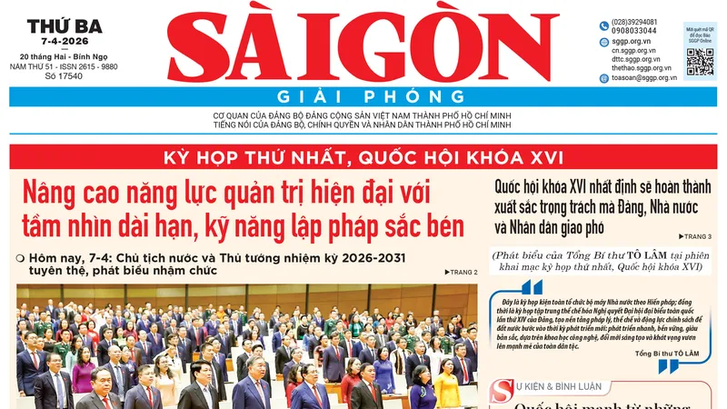 Báo Sài Gòn Giải Phóng ngày 7/4/2026