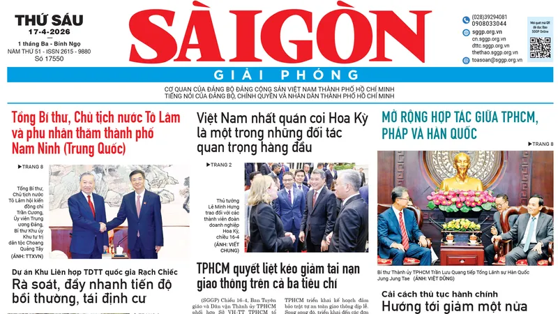 Báo Sài Gòn Giải Phóng ngày 17/4/2026