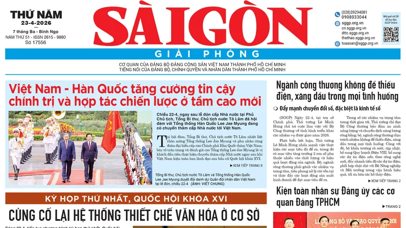 Báo Sài Gòn Giải Phóng ngày 23/4/2026