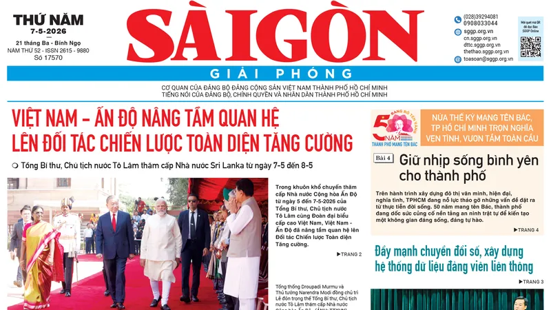 Báo Sài Gòn Giải Phóng ngày 7/5/2026