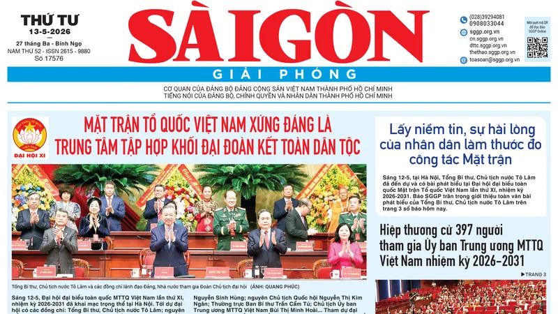 Báo Sài Gòn Giải Phóng ngày 13/5/2026