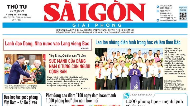 Báo Sài Gòn Giải Phóng ngày 20/5/2026