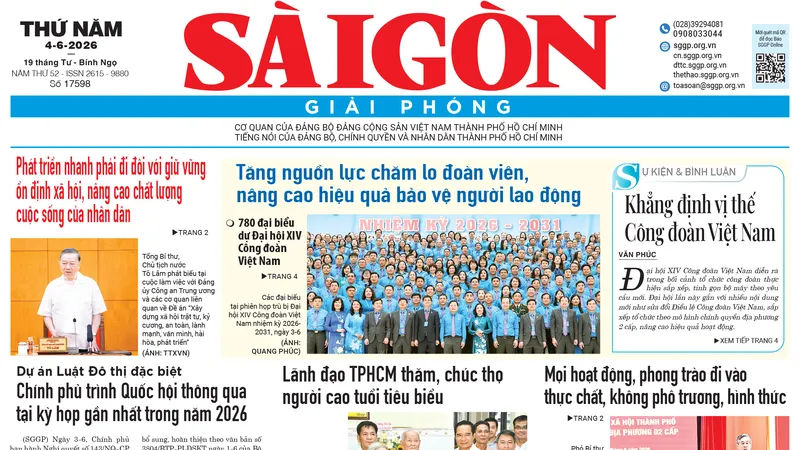 Báo Sài Gòn Giải Phóng ngày 4/6/2026