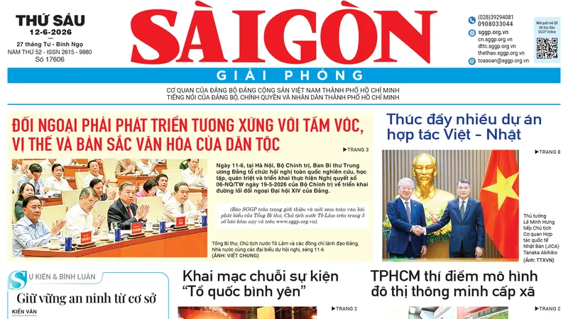 Báo Sài Gòn Giải Phóng ngày 12/6/2026