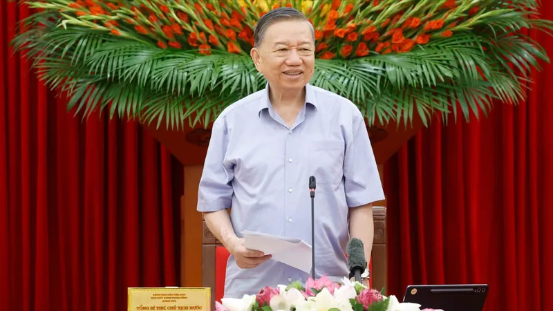 Tổng Bí thư, Chủ tịch nước Tô Lâm kết luận buổi làm việc. ẢNH: TTXVN