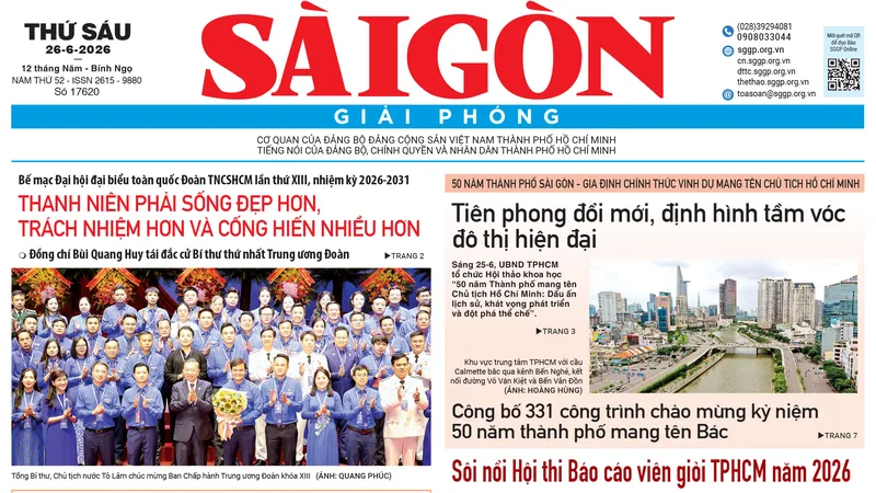 Báo Sài Gòn Giải Phóng ngày 26/6/2026
