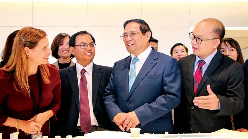 Thủ tướng Phạm Minh Chính dự Diễn đàn kinh doanh Việt Nam - Hoa Kỳ hợp tác trong lĩnh vực công nghệ và đổi mới sáng tạo tại San Francisco, bang California. Ảnh: TTXVN