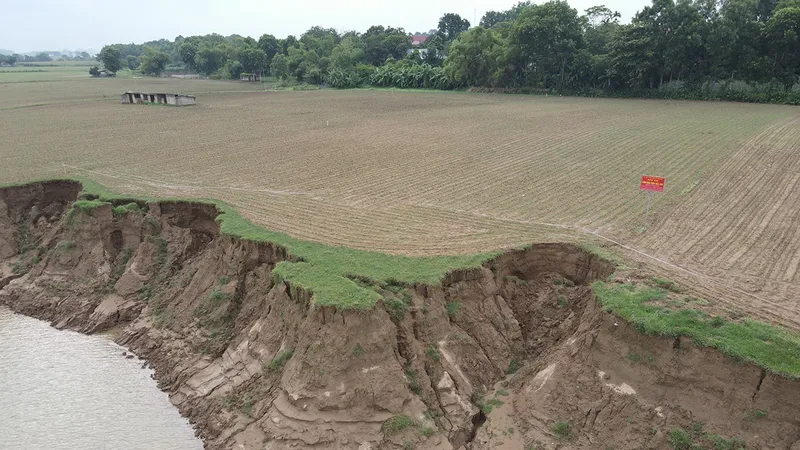 Sạt lở nghiêm trọng trên sông Mã, đoạn qua xã Vĩnh Hòa (huyện Vĩnh Lộc, Thanh Hóa). Ảnh: DUY CƯỜNG