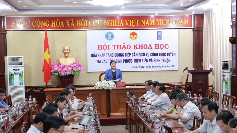 Quang cảnh hội thảo tại điểm cầu tỉnh Bình Phước