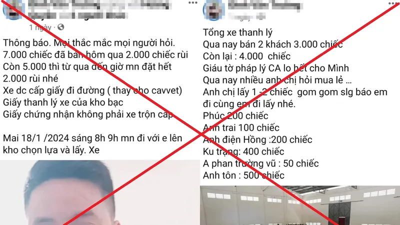 Giả công an, rao "thanh lý 7.000 xe vi phạm"