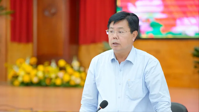 Bí thư Tỉnh ủy An Giang Nguyễn Tiến Hải phát biểu