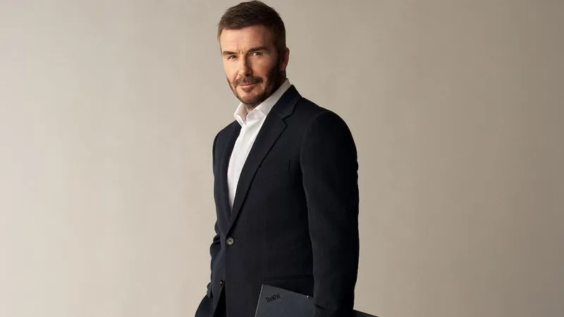 David Beckham cùng sản phẩm của Lenovo.