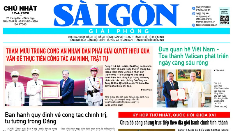 Sài Gòn Giải Phóng ngày 12/4/2026