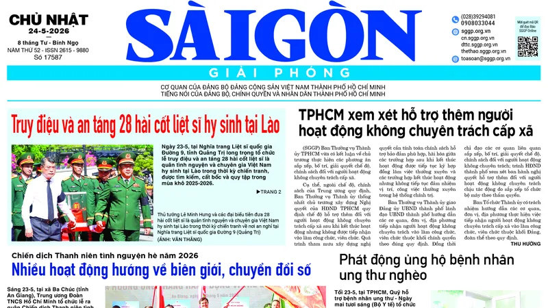 Báo Sài Gòn Giải Phóng ngày 24/5/2026