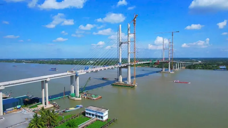 Tiến độ cầu Rạch Miễu 2 đạt trên 86% kế hoạch