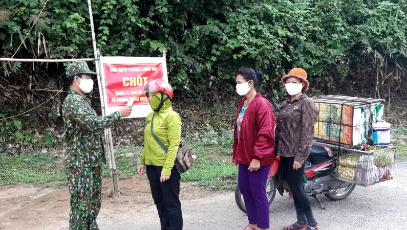 Chốt kiểm soát dịch Covid-19 tại Zìn Zìn, thuộc đồn biên phòng làng Mô, xã Trường Sơn, huyện Quảng Ninh, tỉnh Quảng Bình