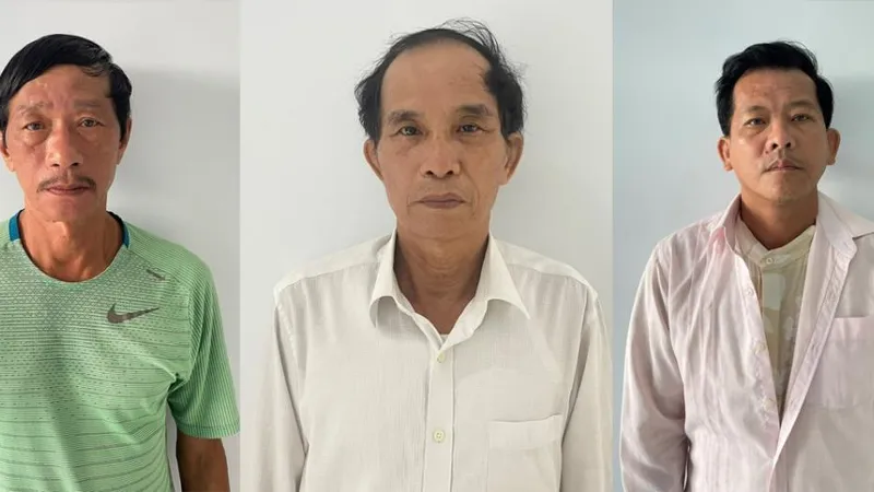 Các đối tượng Nguyễn Huỳnh Văn Đợi, Trần Đình Bá và Đoàn Trọng. Ảnh: CACC