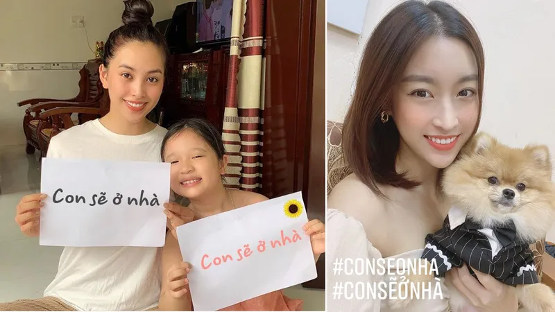 Tiểu Vy và nhiều hoa hậu, á hậu hưởng ứng chiến dịch “Con sẽ ở nhà”