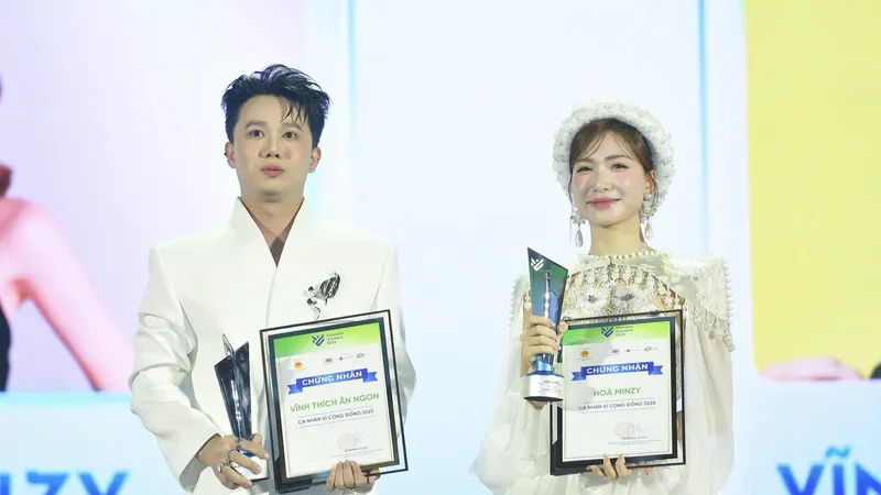 Hòa Minzy, Vĩnh Thích Ăn Ngon lập cú đúp tại Giải thưởng Sáng tạo nội dung số Việt Nam 2025