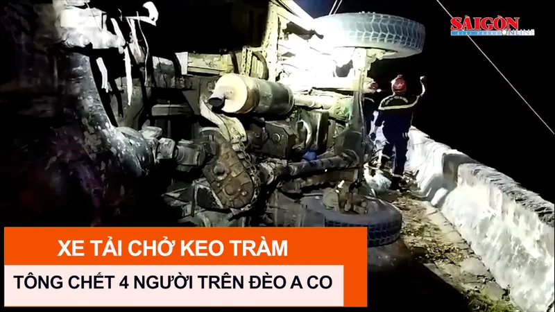 Xe tải chở keo tràm tông chết 4 người trên đèo A Co