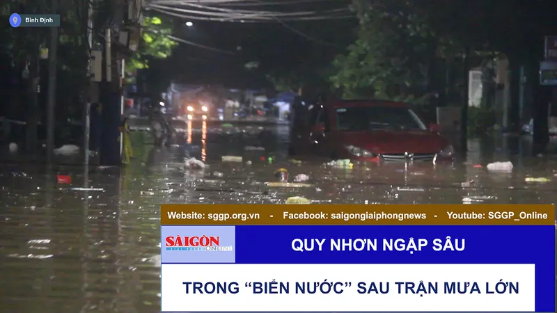 Quy Nhơn ngập sâu trong “biển nước” sau trận mưa lớn