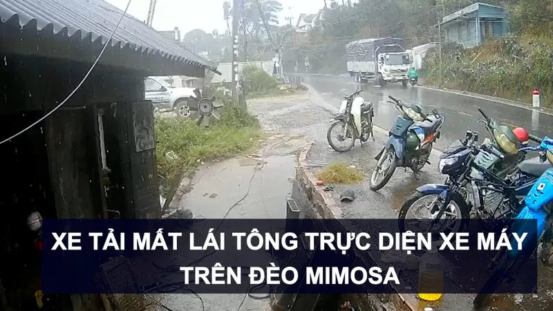 Xe tải mất lái tông trực diện xe máy trên đèo Mimosa
