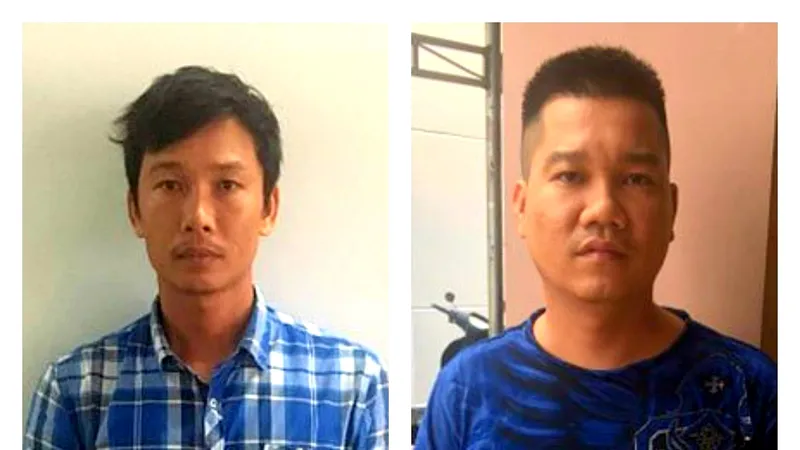 Đối tượng Bắc (bên phải) và Nam, tại cơ quan điều tra