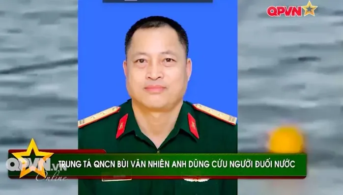 Trung tá quân nhân chuyên nghiệp Bùi Văn Nhiên qua đời khi cứu người đuối nước. Ảnh: Truyền hình Quốc phòng