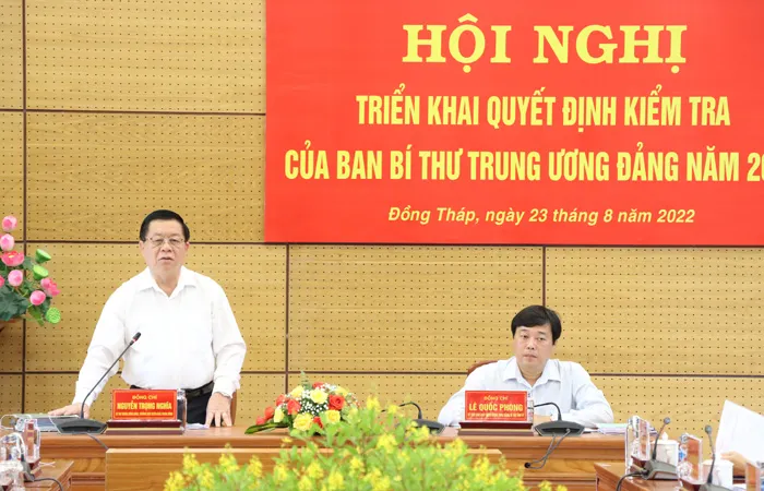 Đoàn Kiểm tra Trung ương kiểm tra công tác xây dựng Đảng tại Đồng Tháp