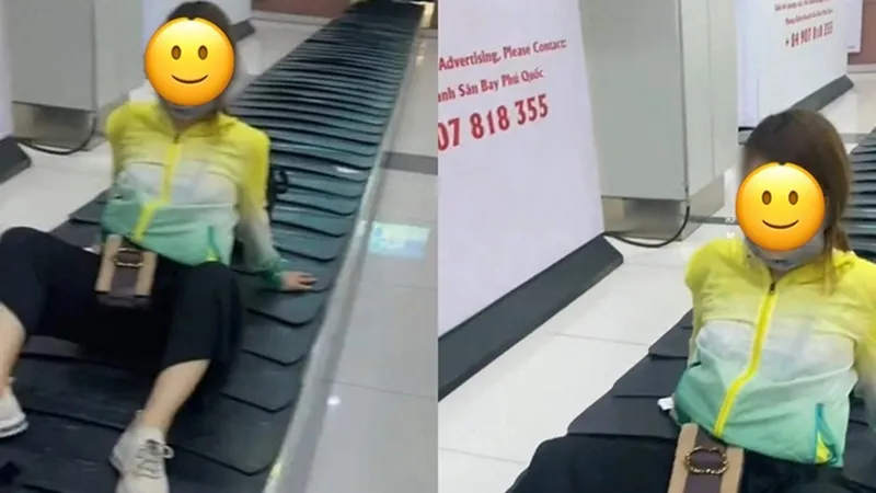 Xác minh clip 2 nữ hành khách quay tik tok trên sân đỗ và ngồi lên băng chuyền hành lý sân bay Phú Quốc