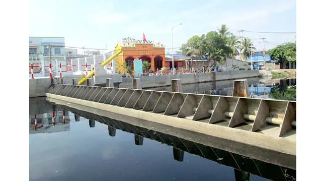 Cống kiểm soát ngăn triều rạch Nhảy-rạch Ruột Ngựa tại khu vực phường 16, quận 8, TPHCM.