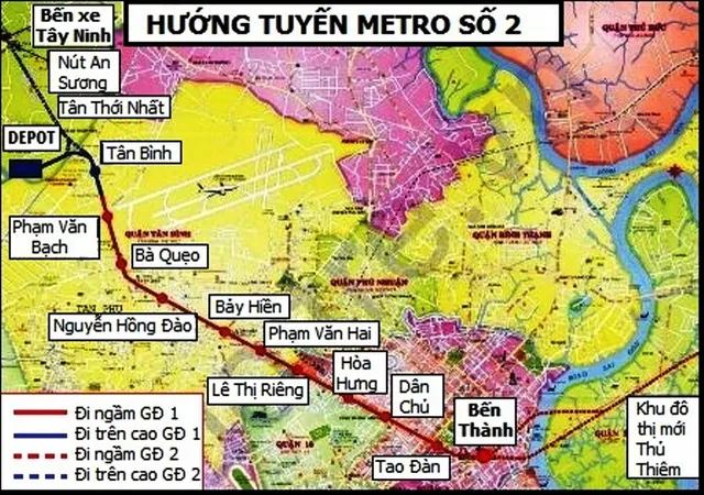 Tuyến Metro số 2 Bến Thành - Tham Lương nối dài đến Thủ Thiêm