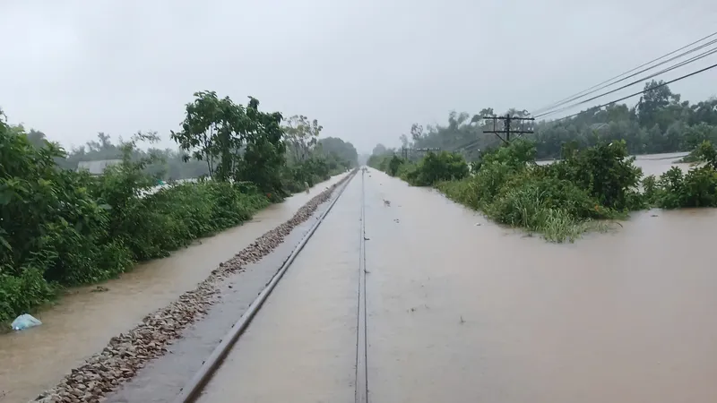 Tạm ngừng nhiều chuyến tàu do mưa lũ 