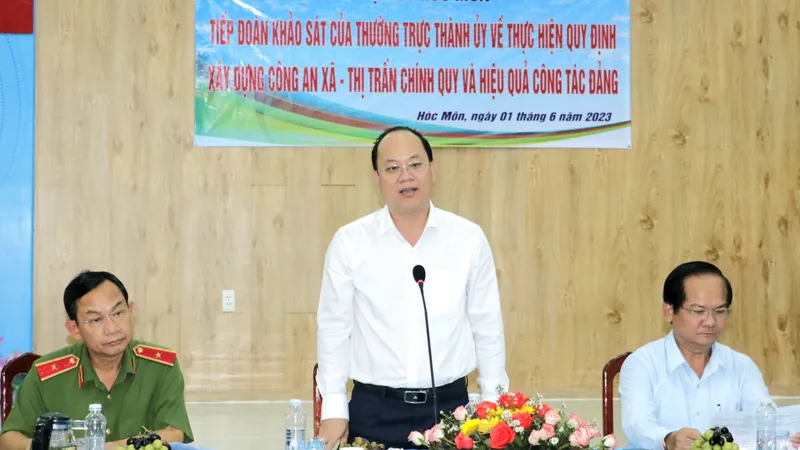 Đồng chí Nguyễn Hồ Hải phát biểu tại buổi làm việc. Ảnh: NGÔ BÌNH