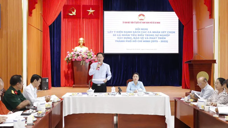 Ngày 12-3, Ủy ban MTTQ Việt Nam TPHCM đã tổ chức hội nghị lấy ý kiến xét chọn cá nhân tiêu biểu trong sự nghiệp xây dựng, bảo vệ, phát triển TPHCM (giai đoạn 1975-2025)