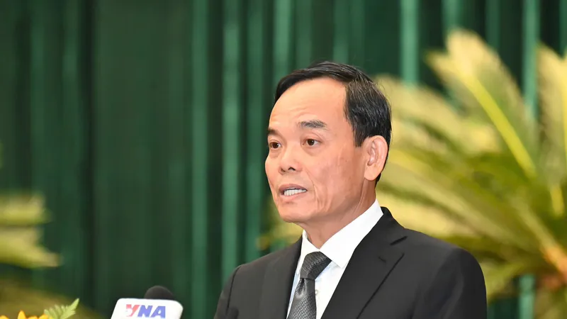 Bí thư Thành ủy TPHCM Trần Lưu Quang phát biểu chỉ đạo. Ảnh: VIỆT DŨNG
