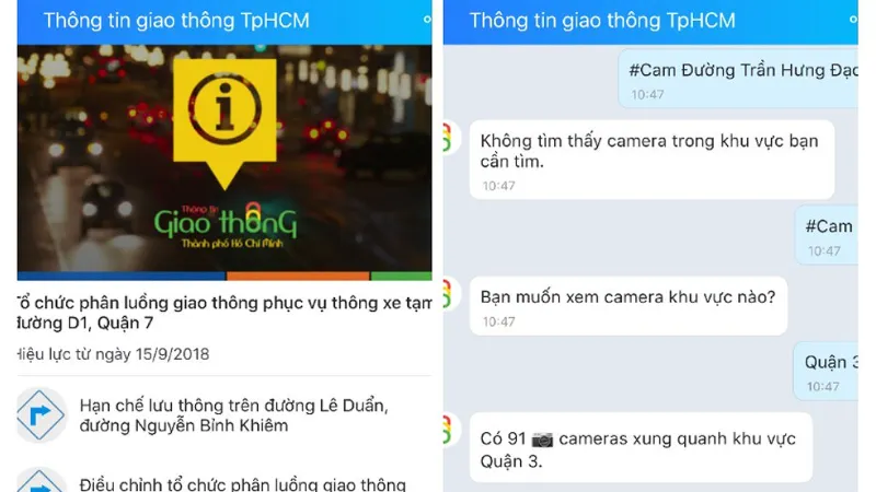 Dễ dàng tra cứu tình hình giao thông qua Zalo