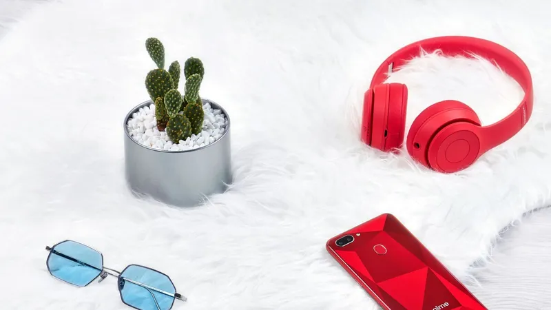 Realme 2 với họa tiết hình khối vát cắt kim cương