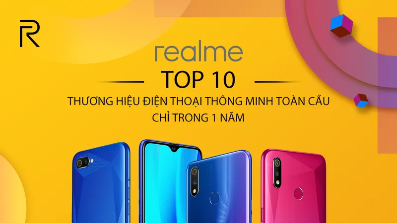 Realme xuất hiện trong Top 10 thương hiệu điện thoại di động thông minh