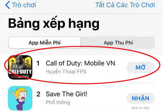 Call of Duty: Mobile VN đứng Top 1 Download